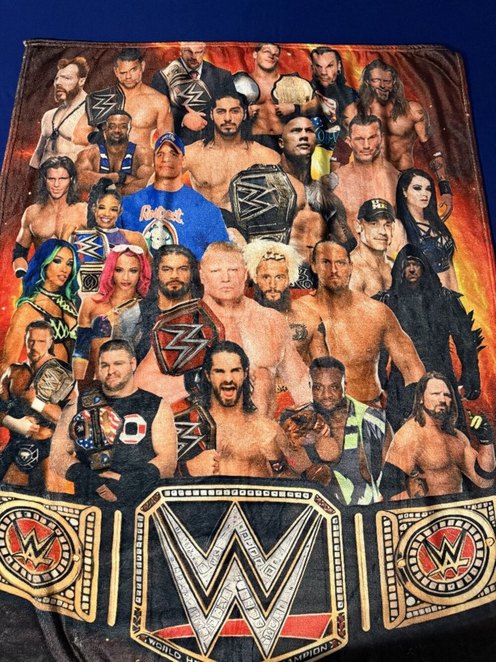 50x40 Pro Wrestling Champion Flannel Blanket Soft Cozy Throw for Bed Sofa